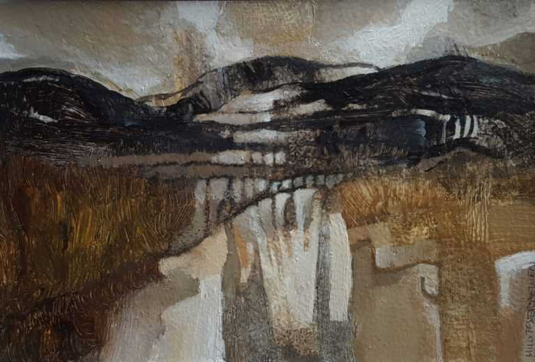Abstract landscape with mountains in shades of brown by Elizabeth Miller Vermeulen